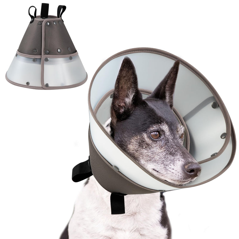 Soft Dog Cone Collar After Surgery,Clear Padded Collar,E-Collars for Dogs to Prevent Licking Wound, Adjustable Dog Recovery Collar for Large Medium Small Dog,Elizabethan Collar L L(Neck Girth 13.7"-16.9"Collar Depth 10.4") Grey - PawsPlanet Australia
