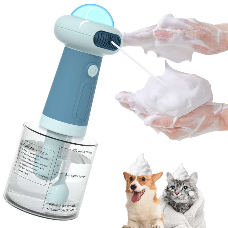 Electric Dog Shampoo Dispenser,IPX7 Cat Shampoo Sprayer,Pet Bath Supplies Automatic Foaming Shampoo Dispenser for Dog Deep Cleaing,Kitchen Sink，Bathroom Blue - PawsPlanet Australia