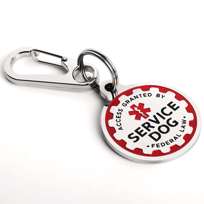 Service Dog Tag,Engraved Metal Dog ID Tag with Double Sides for Small Medium Large Extra-Large Dogs,Long-Lasting 1.2 Inch Tag Easy to Attach for Service Dog Collar Vest Harness - PawsPlanet Australia