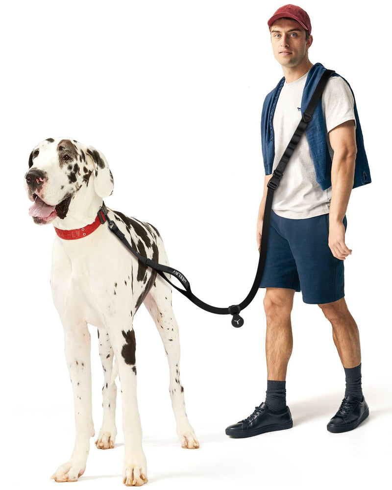 Hands Free Dog Leash,8.2ft Crossbody Dog Leash with Hanging Strap/Hanging Buckle/Poop Bag Holder/Explosion-Proof Handle,Adjustable Crossbody Rope for Dogs Walking,Jogging and Running,18-110lbs,Black Full Black - PawsPlanet Australia