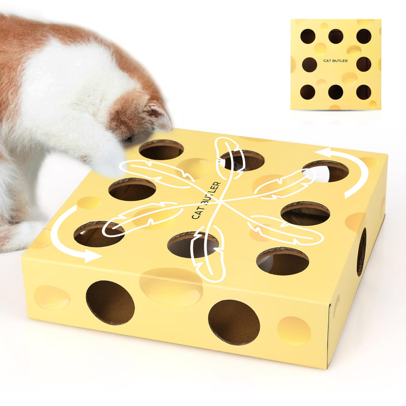 Cat Puzzle Toy, Interactive Cat Toys for Indoor Cats, Automatic Cat Toy Feather Rotation in 14 Holes Maze, Cat Feather Toy with Intelligent Sensing, New Upgrade Whack A Mole Kitten Game - PawsPlanet Australia