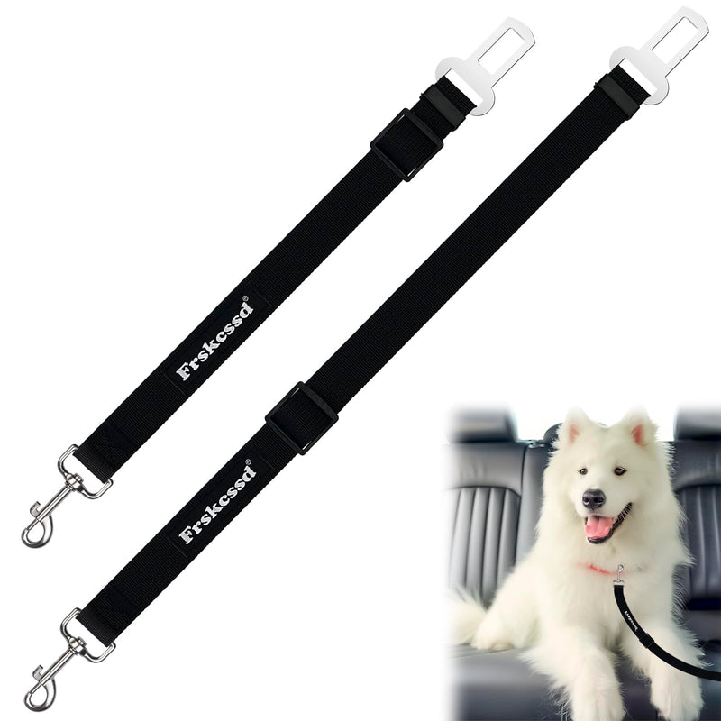 2 PCS Dog Seat Belt for Car Frskcssd Adjustable Dog Car Harness Heavy Duty Nylon Dog Safety Seat Belt Durable Pet Seat Belts for Small & Large Dogs Supports All Cars Quick & Easy Installation (Black) Black - PawsPlanet Australia