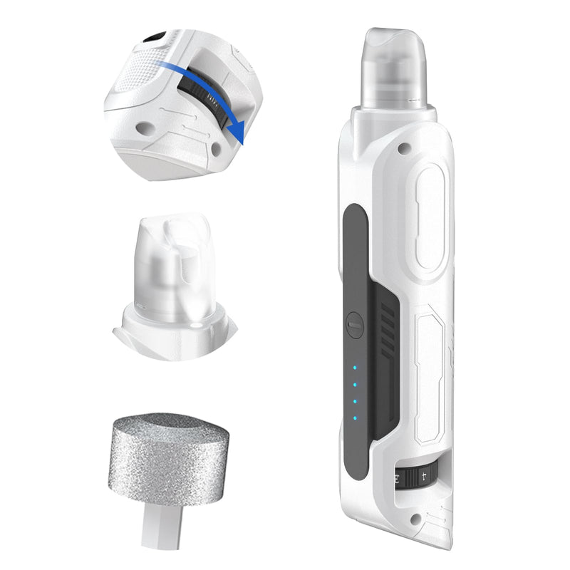 PAPIFEED 6-Speed Dog Nail Grinder Quiet, Silent Groom Pro with 2 LED Lights & Dust-Proof Cover, Nail Grinder for Large/Medium/Small Dogs & Cats, Rechargeable Type-C Charging - White - PawsPlanet Australia
