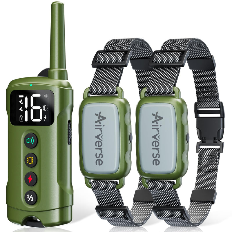 Dog Shock Collar 2 Dogs - 3300 ft Waterproof Dog Training Collar with Remote, 3 Modes Electric Dog Training Collar for All Breed Sizes,Beep/Vibration/Humane Shock (1-16 Levels) Avocado Green 2-Pack - PawsPlanet Australia