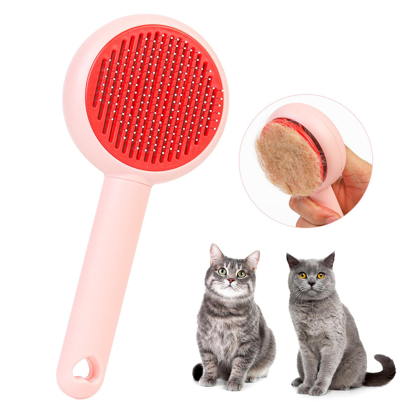 Self-Cleaning Pet Grooming Brush for Dogs & Cats - Effortlessly Removes Loose Hair, Tangles, and Mats - Ideal for Long & Short Hair Pets - Ergonomic, Skin-Friendly Design with Massage Particles Pink - PawsPlanet Australia
