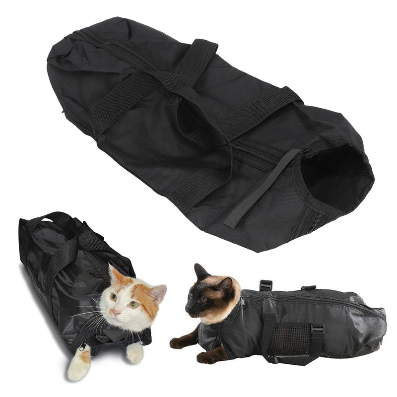 Cat Grooming Bag, Comfortable and Cat Bathing Bag with Easy Access for Nail Trimming and Cleaning, Sturdy Oxford Cloth Cat Restraint Bag (Black) with Multifunctional Use - PawsPlanet Australia