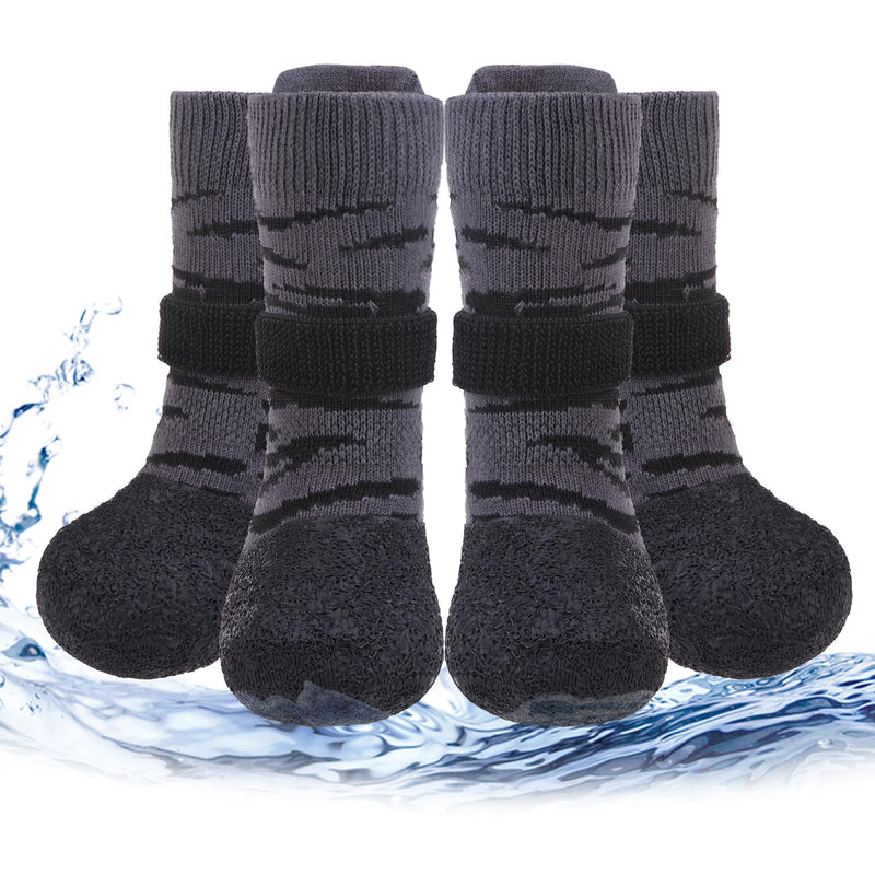 PUPTECK Anti Slip Dogs Shoes for Hot/Cold Pavement, Senior Booties, Rubber Boots & Paw Protectors for Small Medium Large Size Dogs to Prevent Licking, Grippy Socks for Hardwood Floors, Tiger, M Animal Print(Tiger Stripes) - PawsPlanet Australia