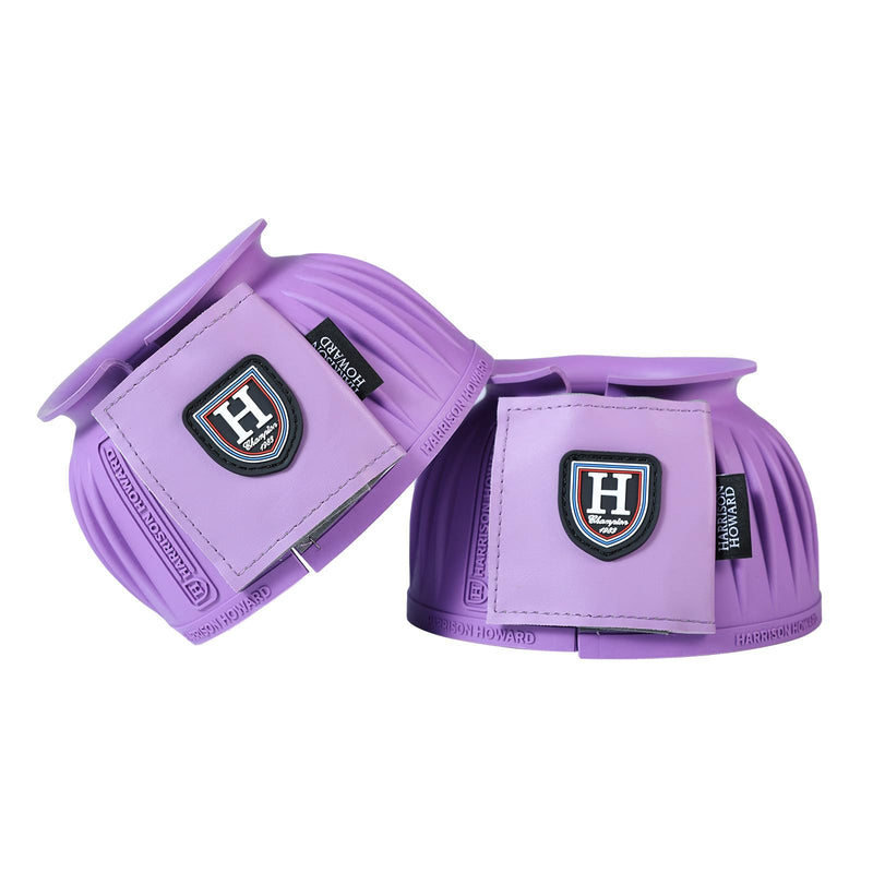 Harrison Howard Rubber Bell Boots Leather Touch-Close Overreach Boots Hoof Protection for Horses Sold in Pairs Violet L - PawsPlanet Australia