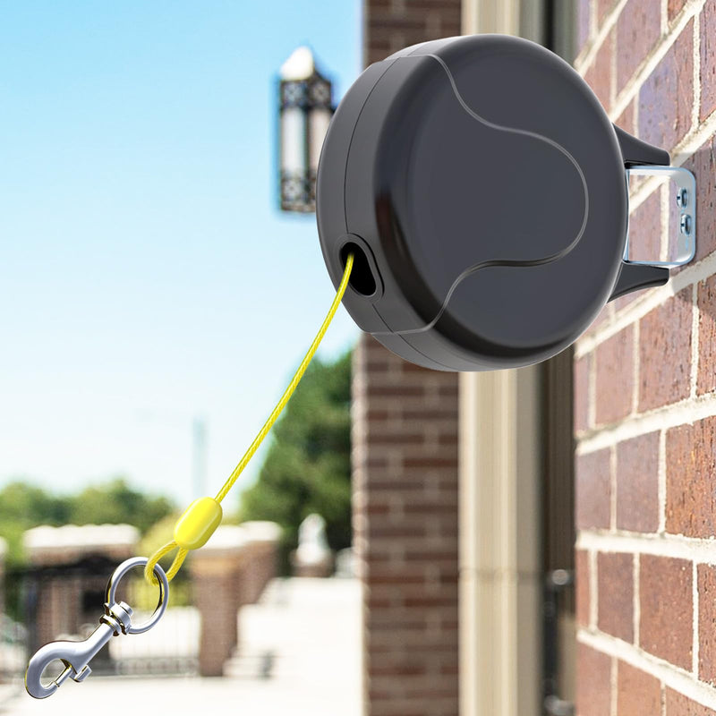 30ft Wall Mount Retractable Dog Tie Out Cable for Small to Large Dogs Between 20-75 lbs, Patented Retractable Dog Lead Great for Yard/Garden - Durable for 70,000 Cycles (Black, 30ft) Black - PawsPlanet Australia