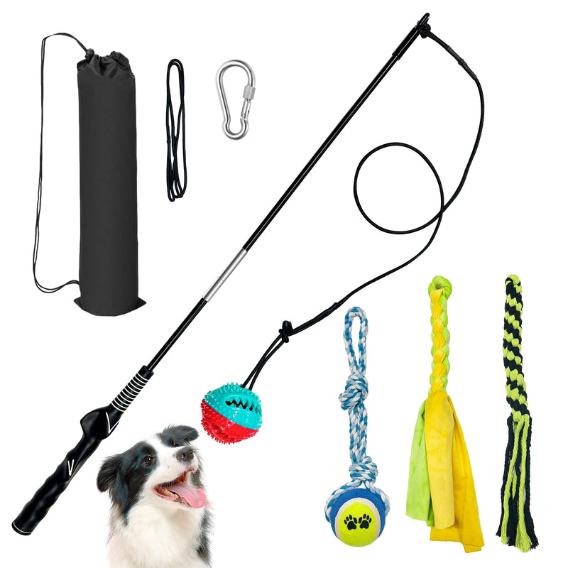 Flirt Pole for Dogs, Interactive Toys Tug-of-war for Dogs, Removable 2 Pcs Metal Dog Training Pole, Chase Toys with Rope Chewing Sticks, for Outdoor Exercise & Training for Small Medium Large Dogs - PawsPlanet Australia