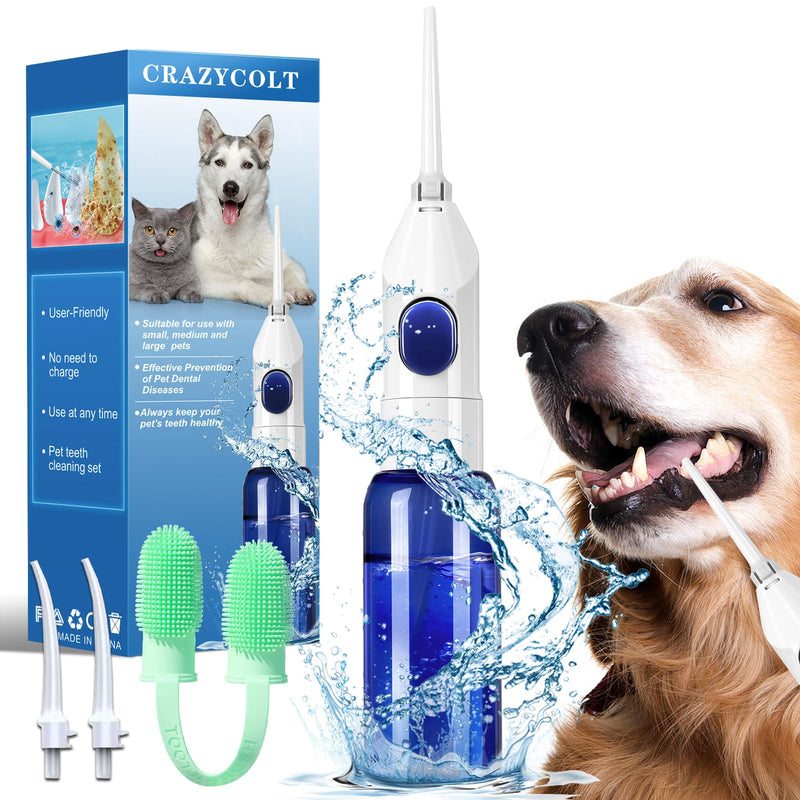 Pet Manually Tooth Cleaner - Equipped for Dog Finger Toothbrush, 2 Nozzles, for Dog and Cat Teeth Cleaning & Dental Care, Cat and Dog Toothbrush, Tooth Brushing Kit Suitable for Dog and Cat - PawsPlanet Australia