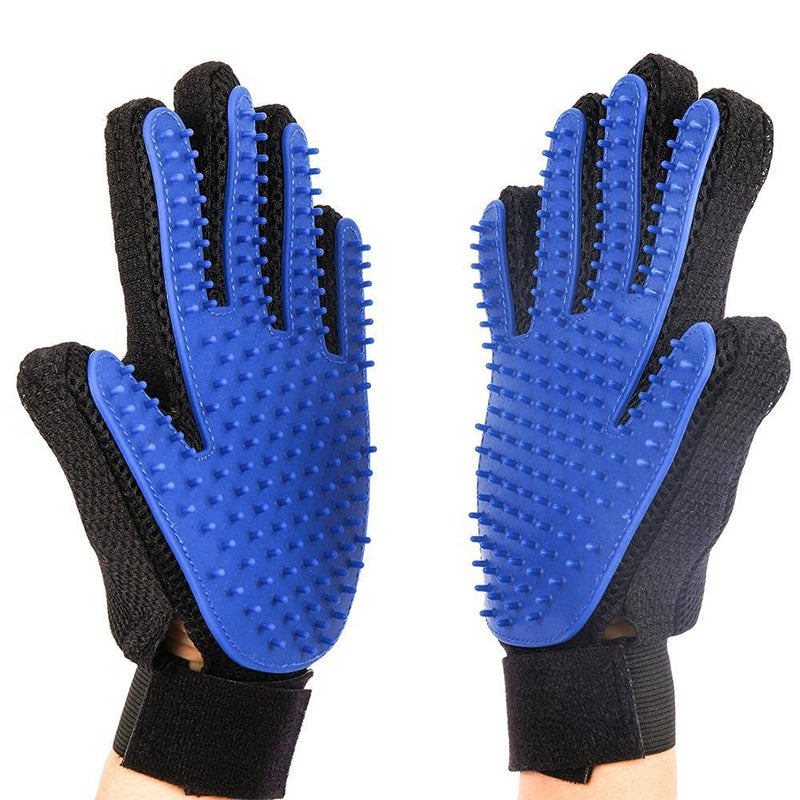 Pet Cleaning Brush Glove Pet grooming Massage gloves Perfect hair remover election commendable Brush Glove, a pair left and right hand, Blue - PawsPlanet Australia