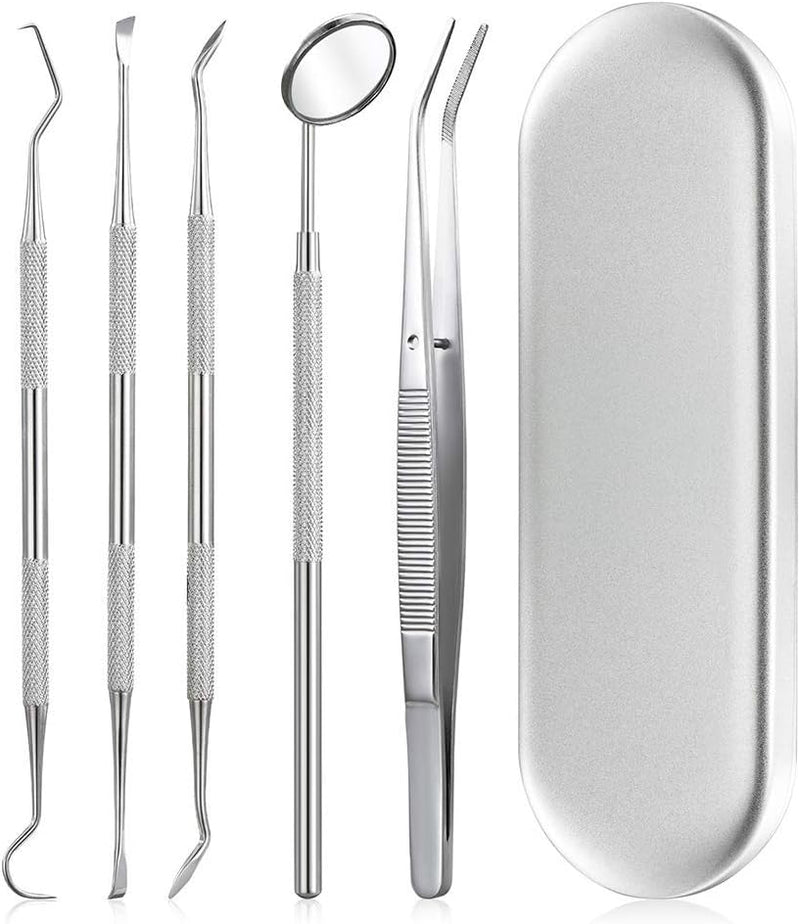 Dental Tools Pet Dog Cat Teeth Cleaner Tool Kit, Stainless Steel Plaque Remover Dental Picks Tooth Tartar Scraper, Pets Oral Care Hygiene Set for Cats and Dogs Use with Case - PawsPlanet Australia