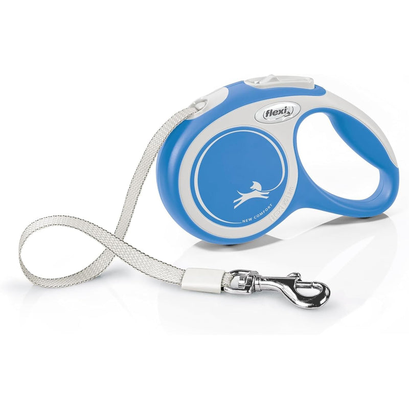 FLEXI New Comfort Tape Retractable Dog Leashes for Small Dogs Upto 33 lbs. – 16 ft., Blue | Tangle Free Pet Walking Leash with One-Handed Brake, Pause, Lock|German Quality Product Small - 16 Feet - PawsPlanet Australia