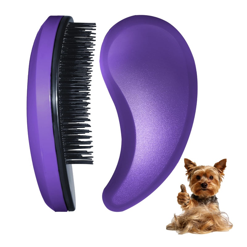 Small Dog Brush- Grooming Tool for Teddy, Yorkies, Maltese, Shih Tzu, Chihuahua - Puppy Hair Brush (Dark Purple) Dark Purple