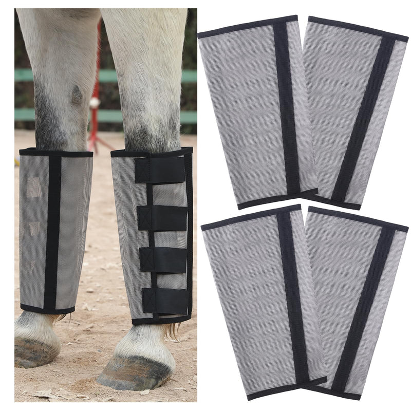 Horse Fly Boots Set of 4 - Non-Slip Leg Guards Extra Tough Mesh Ventilated, Adjustable Horse Fly Leggings Reduce Stomping & Hoof Stress & Leg Fatigue Grey Medium - PawsPlanet Australia