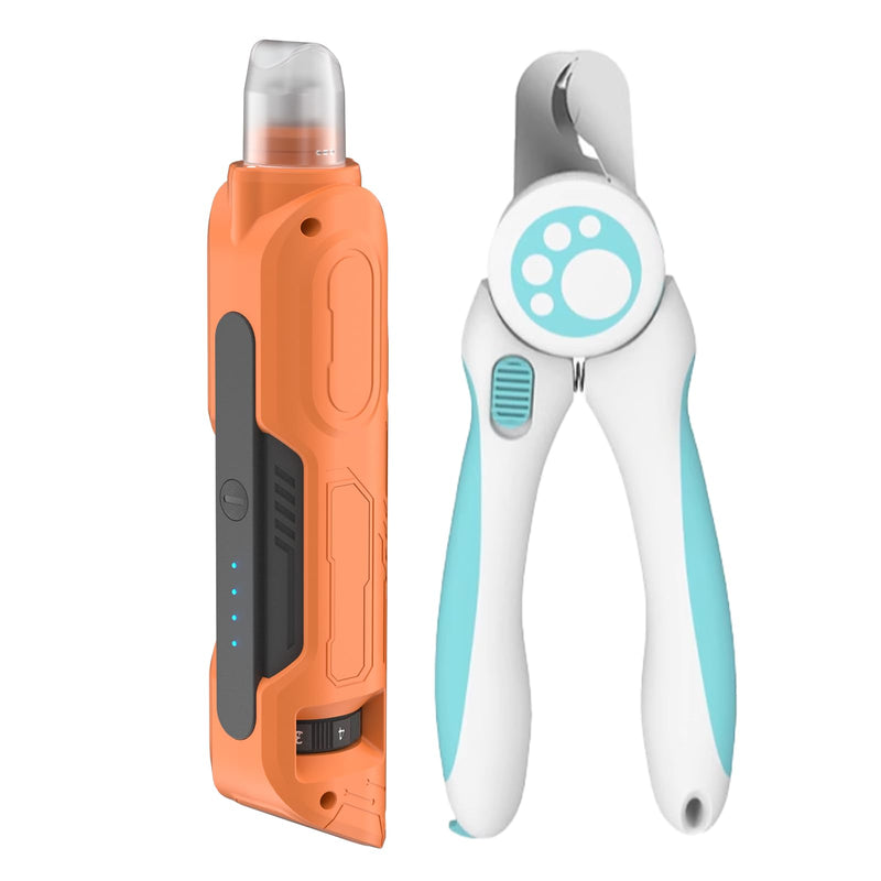 PAPIFFEED Dog Nail Grinder, Quiet 6-Speed Electric Nail Trimmer with Dual LED Light, Rechargeable for Small Medium Large Dogs, with Premium Nail Clipper (Orange Set) Orange Set - PawsPlanet Australia
