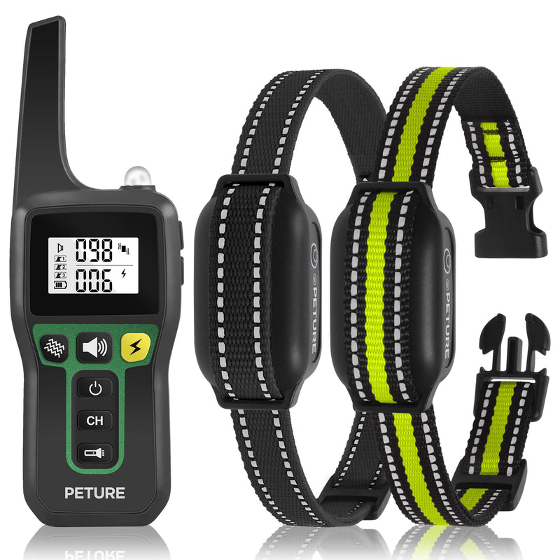 Dog Bark Collar with Remote, 3300Ft Waterproof Shock Collar with Beep, Vibration, Shock and Automatic Mode, Electric Dog Training Collar for 5-120lbs Large Medium Small Dogs(2 Packs) - PawsPlanet Australia
