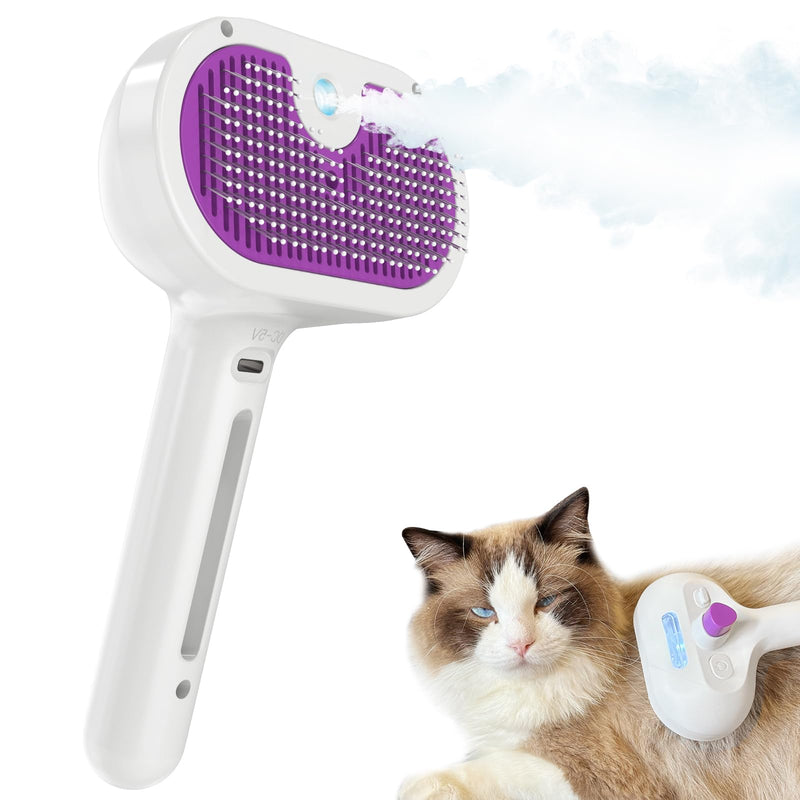 Katoggy Self Cleaning Dog Steam Grooming Brush, Purple, Remove Static Flying Hair for Cats and Dogs - PawsPlanet Australia