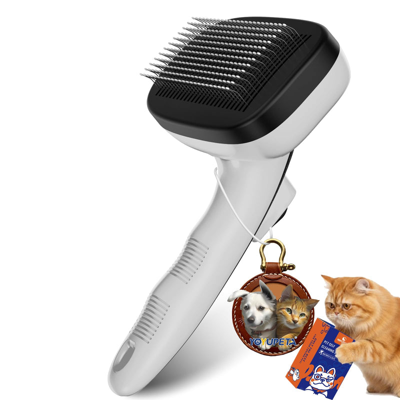 Cat Brushes for Indoor Cats - Self Cleaning Slicker Brush for Shedding Short & Long Haired Dogs, Skin Friendly Deshedding Grooming Tool to Removes Loose Fur, Mats,Tangles & Undercoat, Gray - PawsPlanet Australia