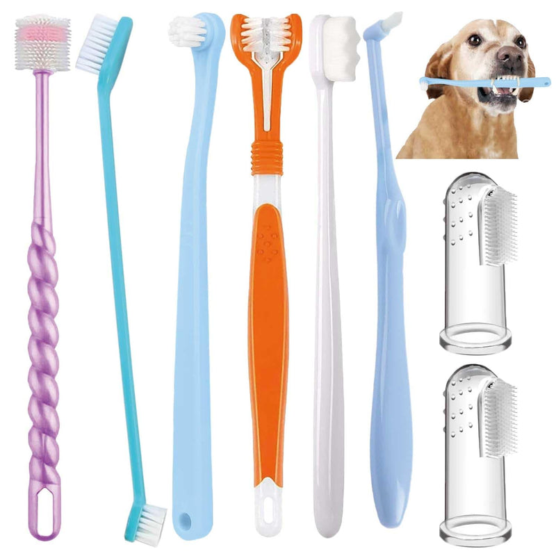 Dog Toothbrush Set,Finger Rubber Toothbrushes/Double Head Pet Tooth Brush/Triple Head Dog Toothbrushes/360º Cat Toothbrush/Multi-Angle Dental Cleaning Brushes Kit for Puppy Kitten Oral Hygiene,8 Pack - PawsPlanet Australia