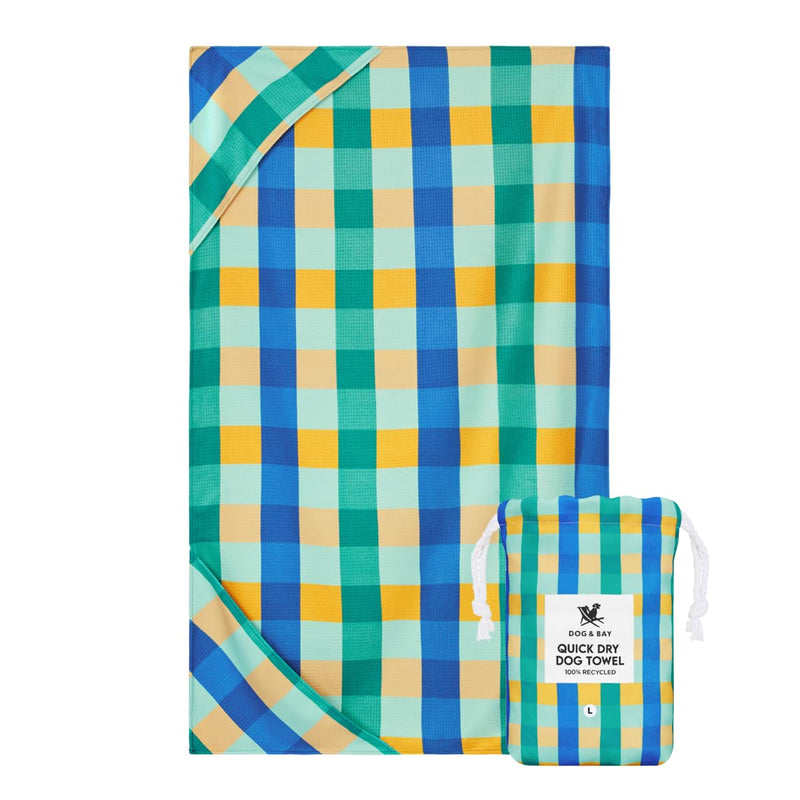 Dock & Bay Pet Towel - Super Absorbent & Quick Drying Dog Towels with Bag - 100% Recycled - Puppy Plaid, Large (120x70cm, 47x27) Large (120x70cm, 47x27") - PawsPlanet Australia