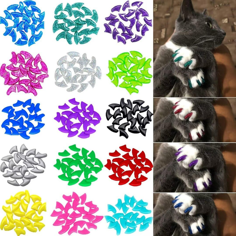 160pcs(16 Colors) Cat Nail Caps Cat Claw Caps Cat Nail Covers with Adhesives and Applicators (Medium) Medium - PawsPlanet Australia