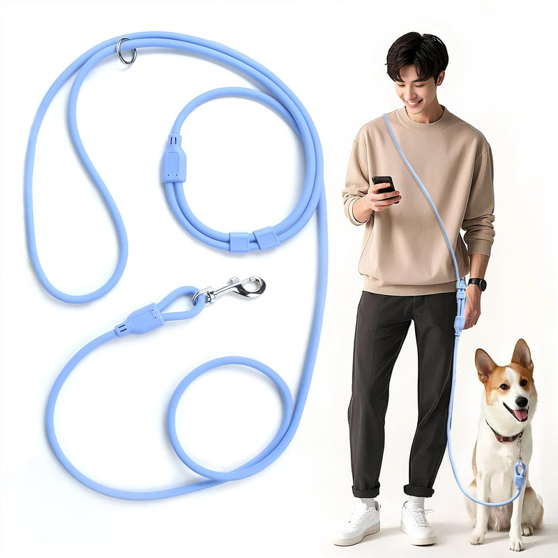 PetiFine Hands Free Dog Leash, Crossbody Waist Leash for Dog Walking, 8 ft Multifunctional Waterproof Waist Lead for Swimming,Running,Training (Large,Blue) Blue Large - 9mm Diameter - 20-120lbs
