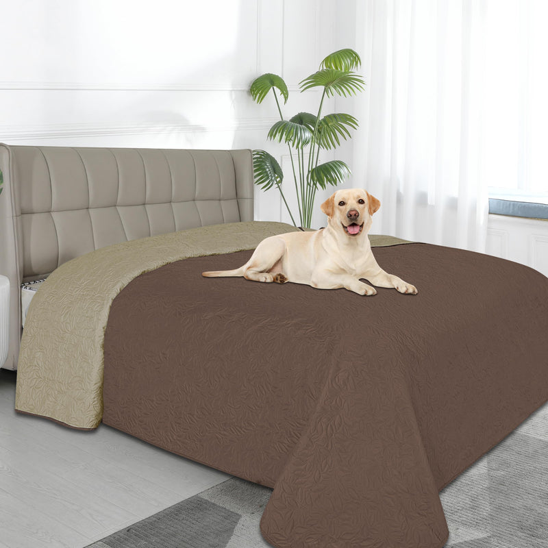 Easy-Going Waterproof Dog Bed Cover Reversible Leak Proof Pet Blanket Replacement Mat for Furniture Washable Couch Cover Sofa Cover for Dogs Cat(82x102 Inch, Brown/Beige) 82x102 Inch - PawsPlanet Australia