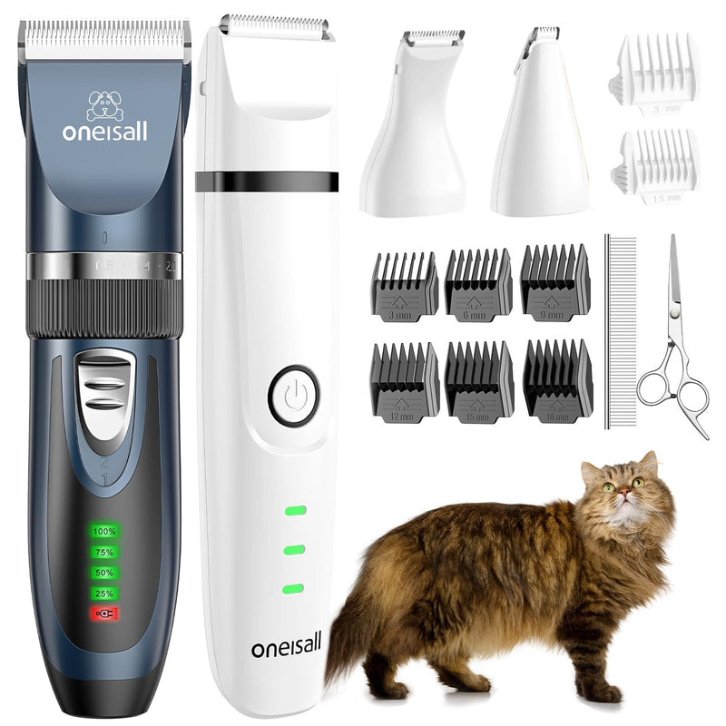 oneisall Quiet Cat Clippers for Matted Hair,Multi-Set Cat Hair Trimmer, Cat Grooming Kit, Cordless Cat Shaver and Paw Trimmer for Long Hair,Pet Clippers for Cats - PawsPlanet Australia