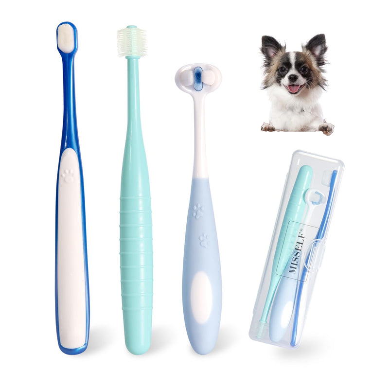 Ultra Soft Nano Dog Toothbrush Kit for Small Breed, Silicone 360 Pet Tooth Brushes for Dogs Cat,Canine Dental Care Set of 3 Different Shapes - PawsPlanet Australia