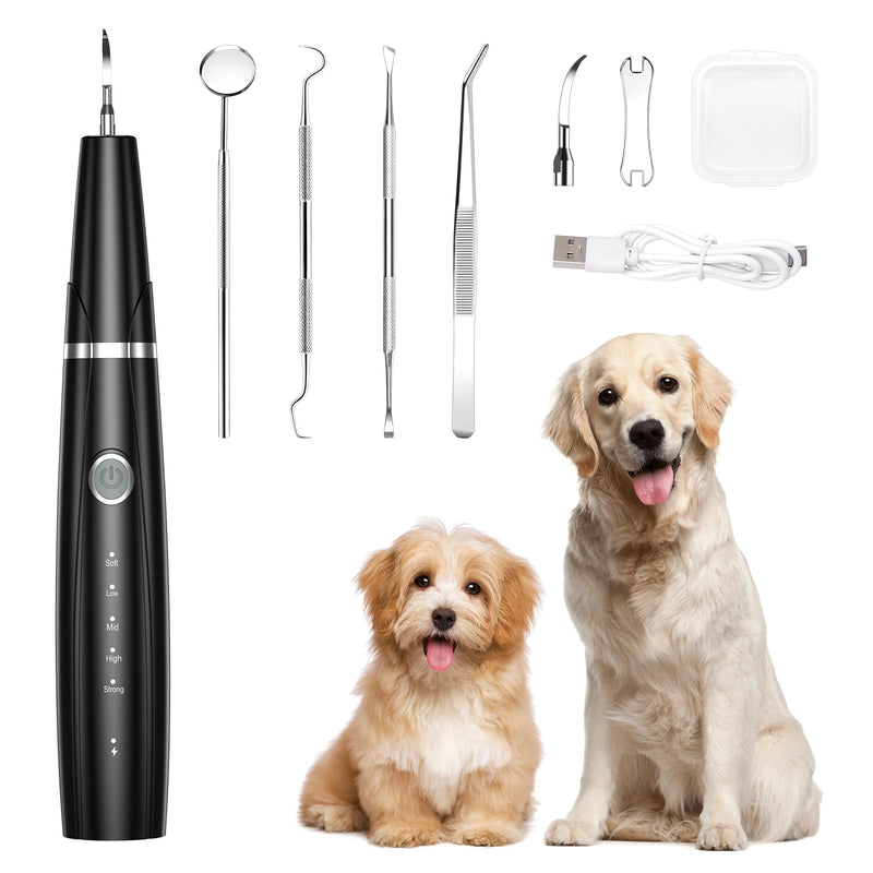 Upgraded Dog Plaque Remover for Teeth, Electric Pet Teeth Cleaning Kit, USB Charging Dog Tooth Brushing Kit, 5 Modes, IPX6 Waterproof Pet Ultrasonic Toothbrush Cleaner for Dogs Cats - PawsPlanet Australia