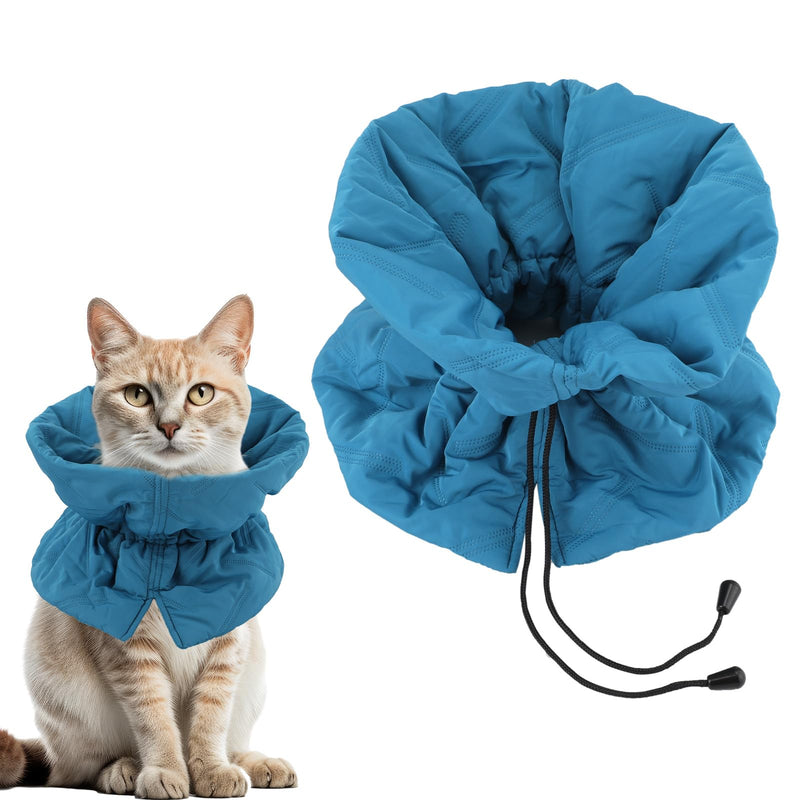 Cat Recovery Collar, Adjustable Soft Cat Neck Protector Breathable Cat Cone Collar Lightweight Waterproof Kitten Cone Alternative for Puppies, Stop Licking (M, Blue) - PawsPlanet Australia
