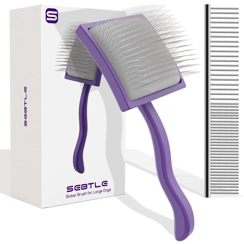 Dog Slicker Brush,Professional Doodle Brush,Extra Long Pin Large Dog Brush for Grooming Long Haired Dogs(Poodles,Goldendoodles,Labradoodles),Easy to Remove Loose Fur,Tangles,Mats,Fluff,Purple Purple - PawsPlanet Australia