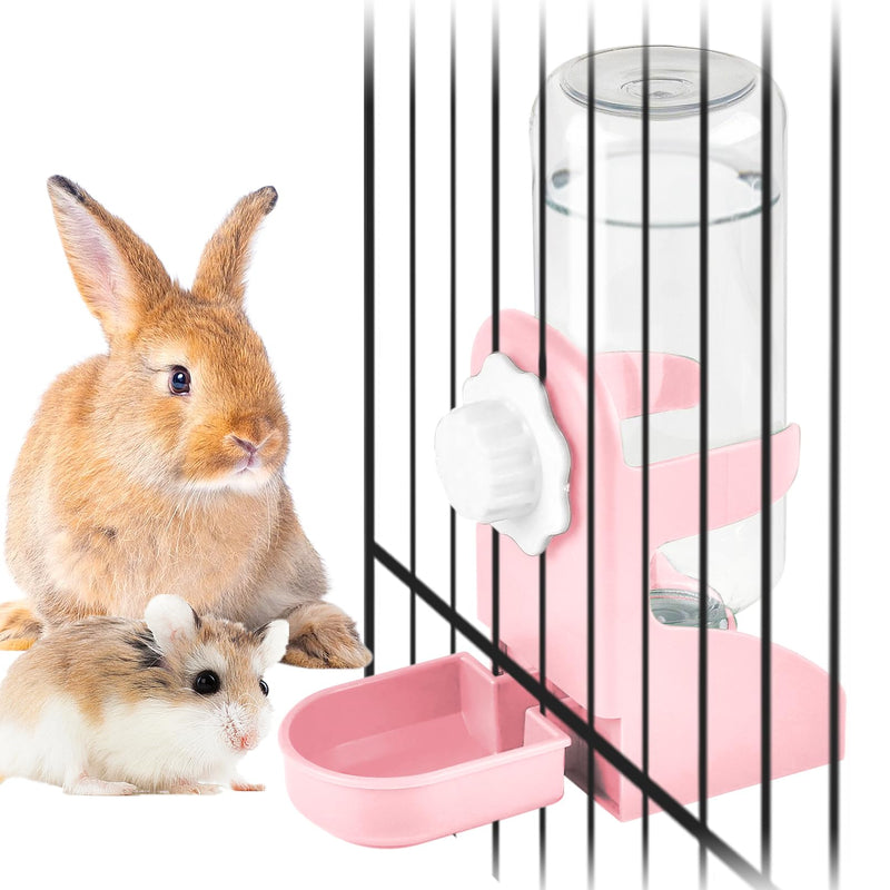 kathson Rabbit Water Dispenser for Cage 17 Oz Hanging Guinea Pig Water Bottle No Drip Gravity Automatic Bunny Water Bottle No Leak Small Animal Water Bottle for Chinchilla Ferret Hamster（Pink） Pink - PawsPlanet Australia