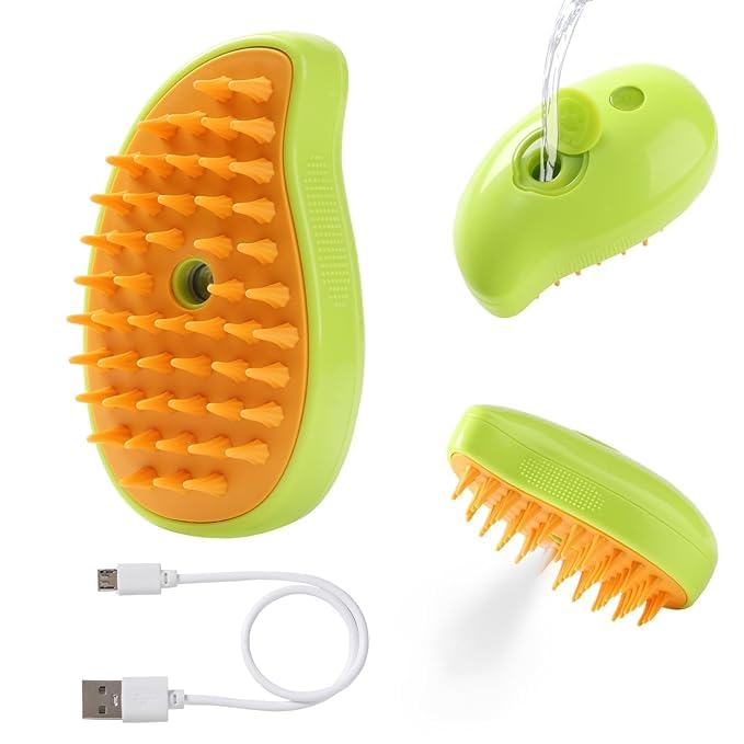 Cat Steam Brush for Shedding,3 in 1 Water Dog Brush, Pet Spa Brush for Dogs Cats,Spritz Defur Comb, Steamy Pet Brush,Pet Spray Hair Removal Comb,Cat Mist Brush,Steaming Cat Brush Steamer (Green) Green - PawsPlanet Australia