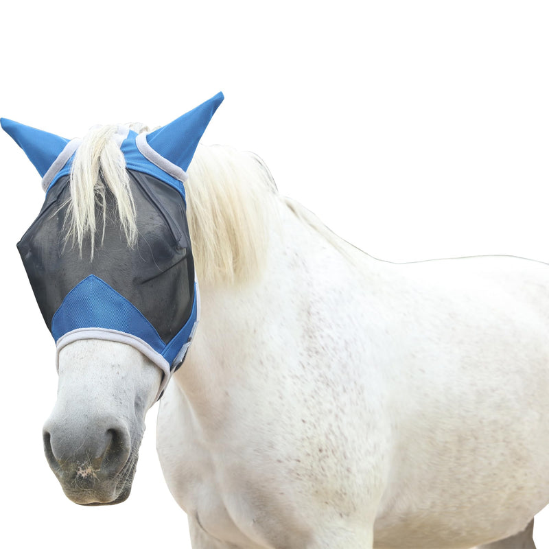 Horse Fly Mask with Ears, Fine Mesh UV-Proof Fly Mask for Horses Royalblue Cob Royal Blue - PawsPlanet Australia