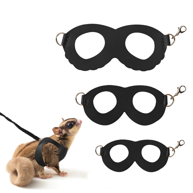 3Pcs Sugar Gilder Harness and Leash Set, Adjustable Squirrel Harness Small Animal Training Walking Vest for rabbit, Guinea Pigs, Bearded Dragon (Black) Black - PawsPlanet Australia