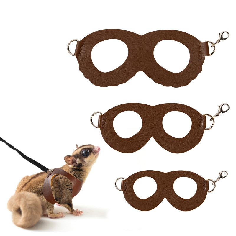 3Pcs Sugar Gilder Harness and Leash Set, Adjustable Squirrel Harness Small Animal Training Walking Vest for rabbit, Guinea Pigs, Bearded Dragon (Brown) Brown - PawsPlanet Australia