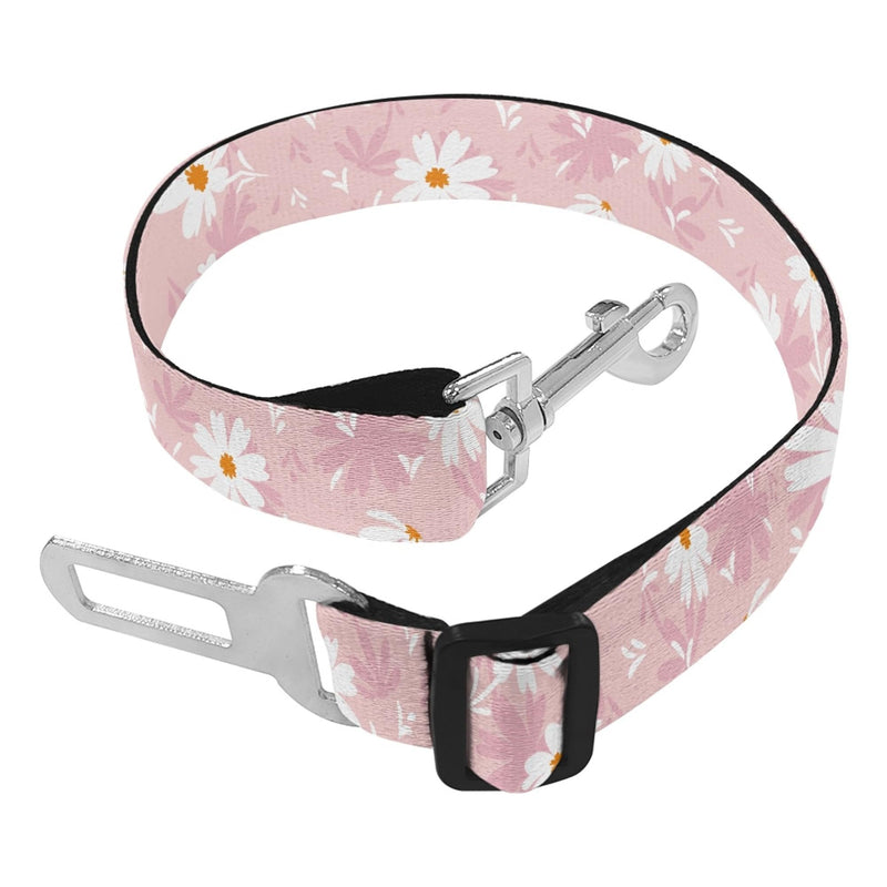 Pink Daisy Animal Print Car Harness, Adjustable (22.2 to 38.2 inches), Universal Vehicle Compatibility, Reflective Strips, Medium Dog & Cat Pink Daisy - PawsPlanet Australia