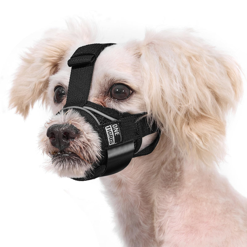 OneTigris Short Snout Dog Muzzle, Small Muzzle for Chihuahua Shih Tzu American Bully Boxer Puppy, Soft Fabric Muzzles for Grooming Vet Visits, Prevent Biting Chewing Fighting(M) Medium - PawsPlanet Australia