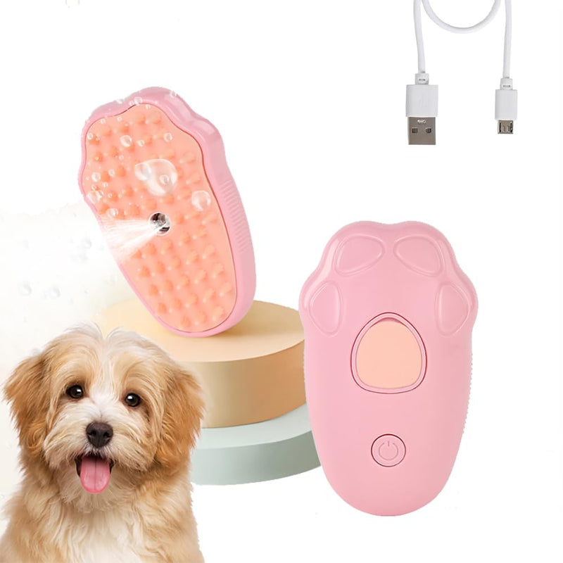Pet Steam Brush, 3 in 1 Steamy Cat Brush, Silicone Massage Grooming Brush Steamy Dog Brush for Shedding Pet Hair Removal Comb for Cats and Dogs(Pink) Pink - PawsPlanet Australia