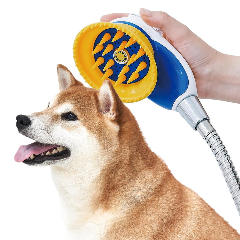 [PETHROOM] Pet Relaxing Grooming Brush Scrubber Shower Wash Head Attachment for Dogs and Cats Spa Washing and Bathing | Dog Cat Hair Deshedding Splash Shield | Massage Rubber Bath Tool - PawsPlanet Australia