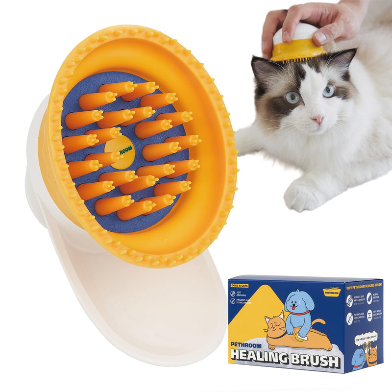 [PETHROOM] Premium Healing Silicone Grooming Brush | Safe and Gentle Deshidding Tool for Cats and Dogs | Durable and Portable Pet Brush for Long, Short, or Tangled Fur | Soft Massage Detangler - PawsPlanet Australia