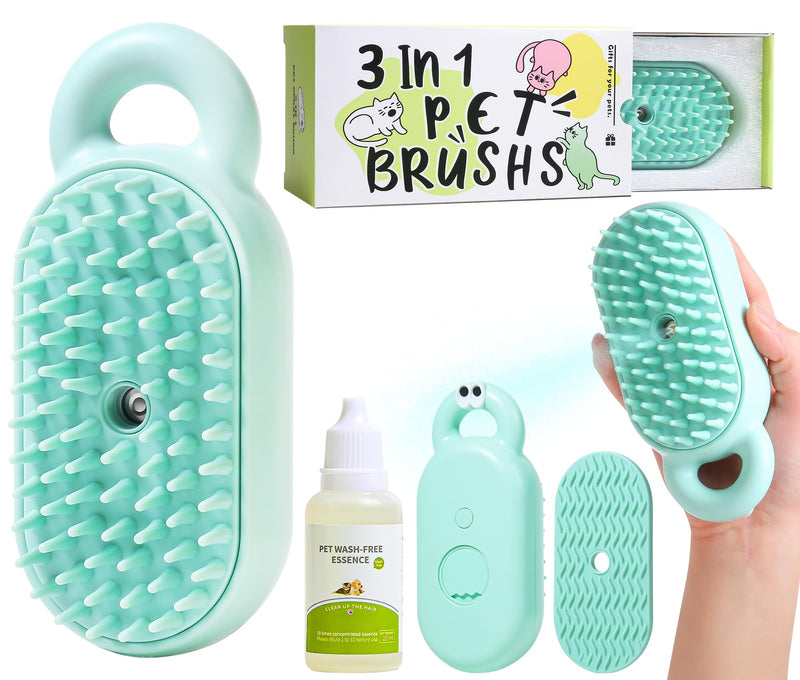 Cat Steam Brush, Pet Steam Brush, Spray Comb for Cats Massage Shedding,Water Brush for Dogs/Cats Steaming Cat Grooming Brush for Removing Tangled and Loose Hair Steam Brush for Cats (Green) Green - PawsPlanet Australia