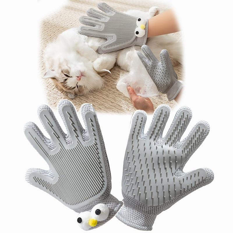 2 in 1 Pet Grooming Gloves for Dogs & Cats, Pet Fur Remover Glove, Grooming Brush for Shedding, Massage, Hair Remover Mitt, Fur Cleaner for Couch, Clothes,Carpet -1 Piece (Gray) Gray - PawsPlanet Australia