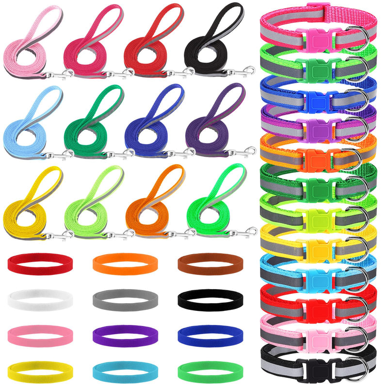 36 Pcs Reflective Puppy Collar and Leash Set, Dog Collar and Leash Adjustable Puppy Collars Quick Release Clip Buckle Dog Collar for Small Medium Dogs Walking Training - PawsPlanet Australia