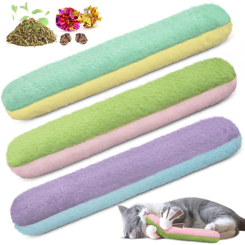 Retro Shaw Cat Toys Catnip Pillow with Refillable Catnip Toys 3 Pack,Soft and Durable Crinkle Sound Kitten Toy,Bite Resistant Interactive Cat Kicker Toy,Fuzzy Toys Promotes Kitten Kitty Exercise - PawsPlanet Australia
