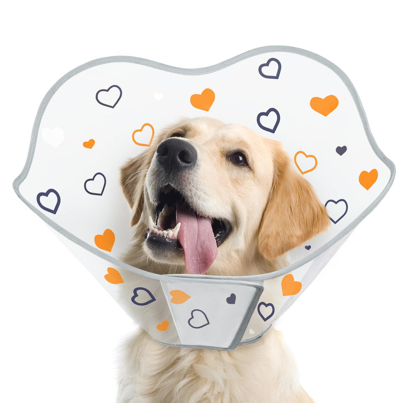Supet Dog Cone for Dogs After Surgery, Comfortable Dog Cones for Large Dogs to Stop Licking, Soft Dog Cone with Protect Neck Fabric, Protective Elizabethan Collar for Medium Small Dogs Love M M (Neck:11.8-14.0 in) - PawsPlanet Australia