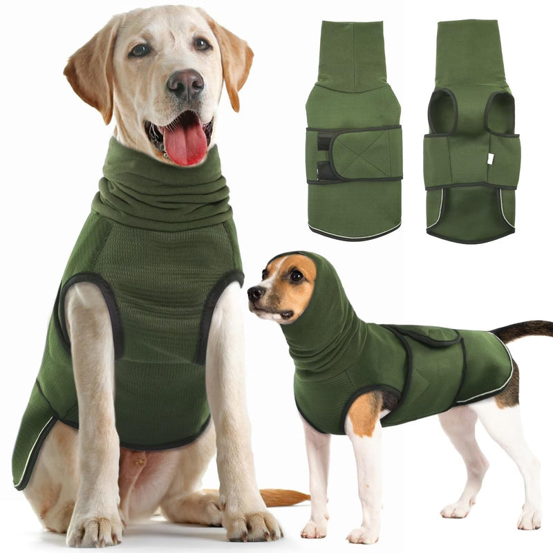 IDOMIK Dog Anxiety Calming Hoodie, Breathable Adjustable Dog Jacket for Thunderstorms, Fireworks, Vet Visits, Separation Anxiety, Ear Protection Recovery, Green, L L(Chest Girth:19.7"-23.6") - PawsPlanet Australia